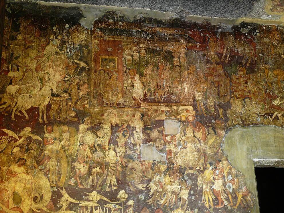 Representation of the Coronation of Simhala which recalls the story of King Vijaya - Ajantâ Caves. © Osmund Bopearachchi.